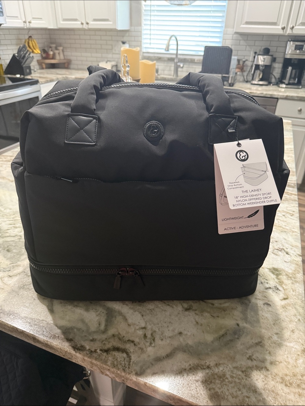 Joan & David Black Weekend Duffel with Bottom Compartment
